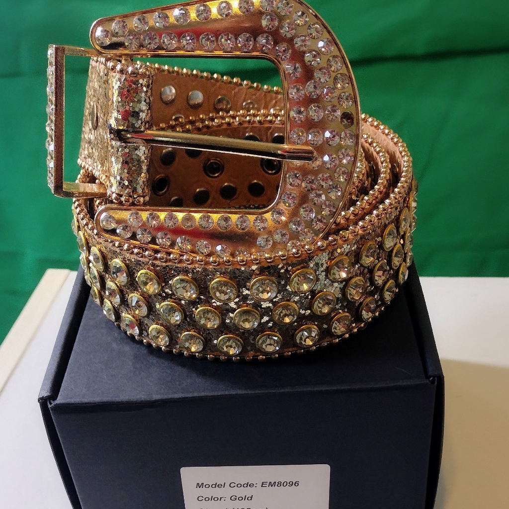Rhinestone Belt Gold Unisex